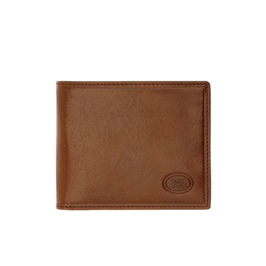 Geldbörse Querformat 11 x 9,5cm in Cognac mit extra Kartenklappe von The Bridge - leder-accessoires.com