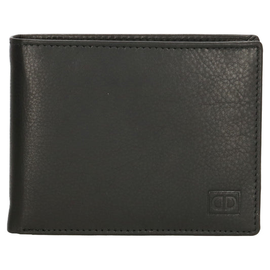Geldbörse Querformat 12 x 9,5cm in Schwarz mit extra Kartenklappe