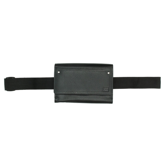 Kellnerbörse 18 x 12cm mit Bauchgurt in Schwarz aus Leder - leder-accessoires.com