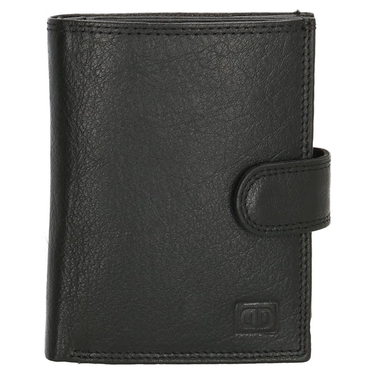 Lederbörse 9,5x12cm mit Riegel in Schwarz und RFID-Schutz - leder-accessoires.com