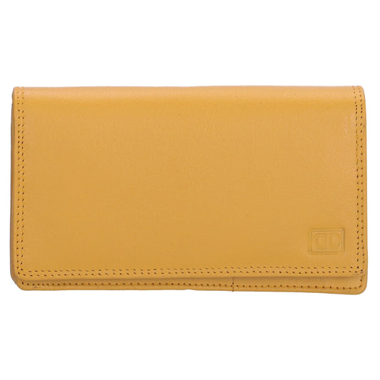 Lederbörse 16x9cm im Querformat in Gelb mit RFID - leder-accessoires.com