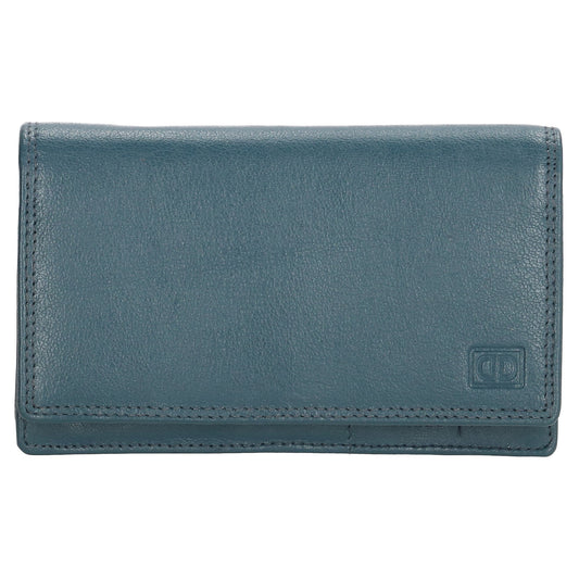 Lederbörse 16x9cm im Querformat in Jeansblau mit RFID - leder-accessoires.com
