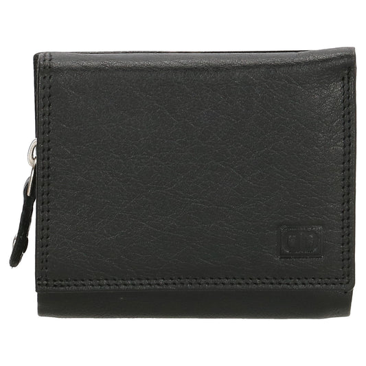 Lederbörse 10x9cm mit Überschlag in Schwarz und RFID-Schutz - leder-accessoires.com