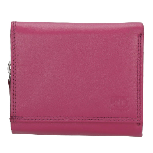Lederbörse 10x9cm mit Überschlag in Fuchsia|Pink und RFID-Schutz
