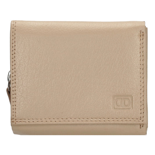 Lederbörse 10x9cm mit Überschlag in Taupe und RFID-Schutz - leder-accessoires.com
