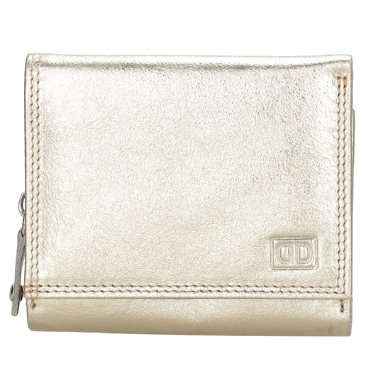 Lederbörse 10x9cm mit Überschlag in Gold und RFID-Schutz - leder-accessoires.com