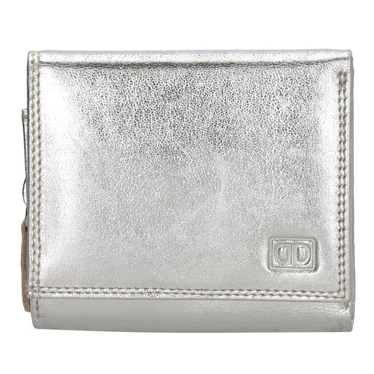 Lederbörse 10x9cm mit Überschlag in Silber und RFID-Schutz - leder-accessoires.com