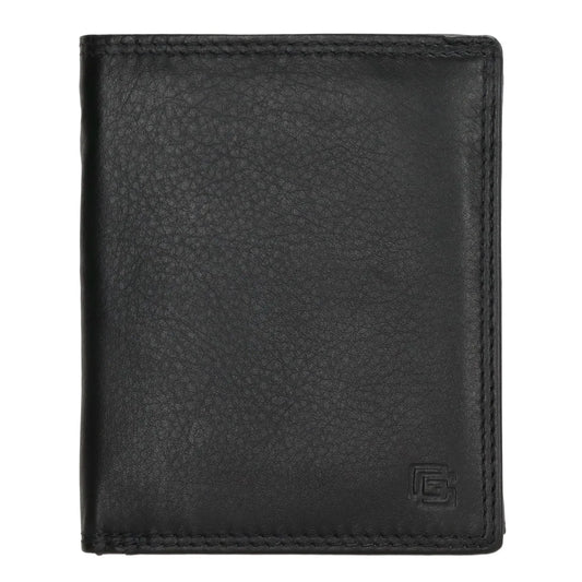 Geldbörse Hochformat 9,5 x 12cm in Schwarz aus Leder mit Riegel innen - leder-accessoires.com