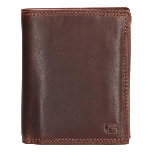 Geldbörse Hochformat 9,5 x 12cm in Braun aus Leder mit Riegel innen - leder-accessoires.com