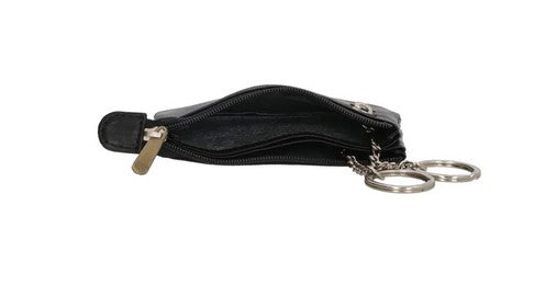 Schlüsseletui 11x7,6cm in Schwarz aus Leder mit 2 Schlüsselringe