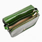 Umhängetasche|Satteltasche 25 x 18cm in Grün aus Leder