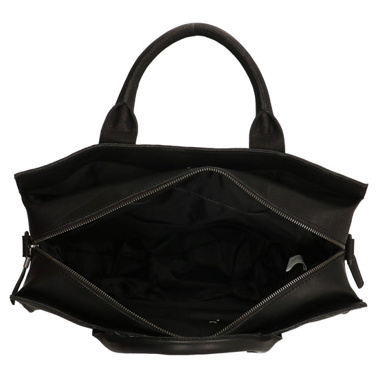 Wickeltasche in Schwarz 40 x 31cm mit Zubehör aus Leder - leder-accessoires.com
