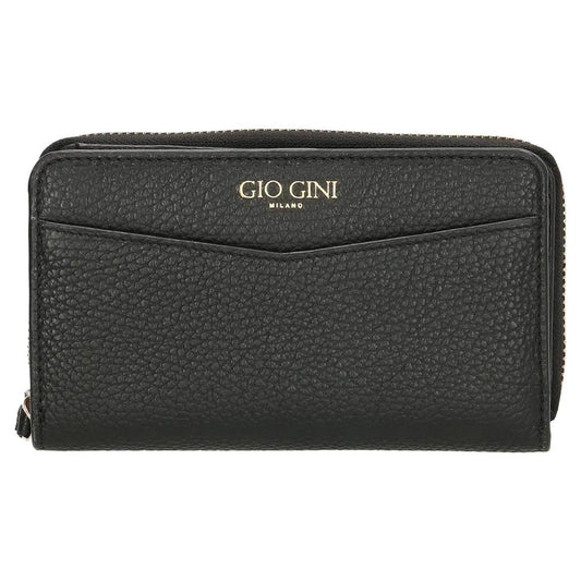 Lederbörse 16x10,5cm in Schwarz mit Reißverschluss- und Druckknopffach - leder-accessoires.com
