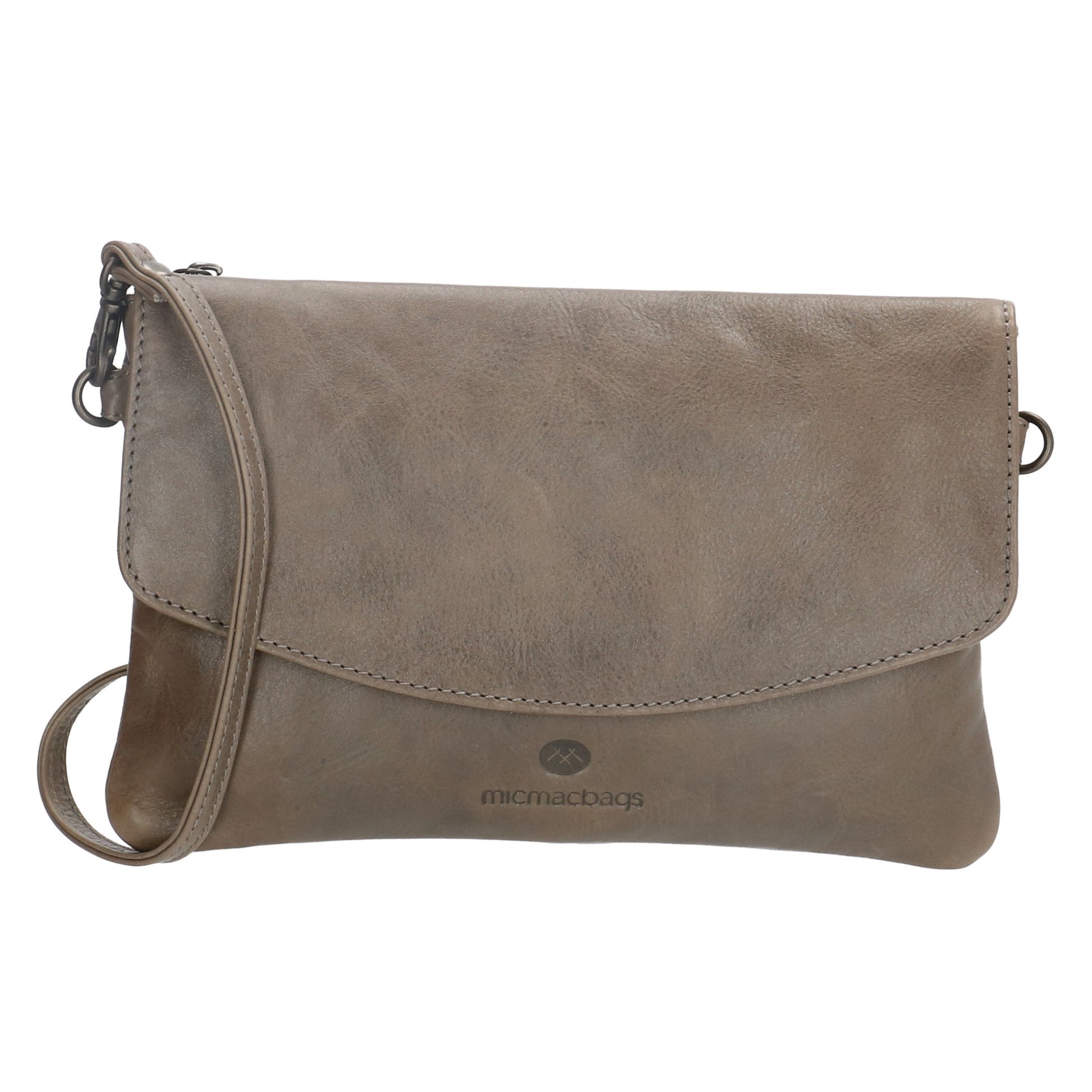 Clutch in Grau 26x17 cm aus Leder mit Überschlag - leder-accessoires.com