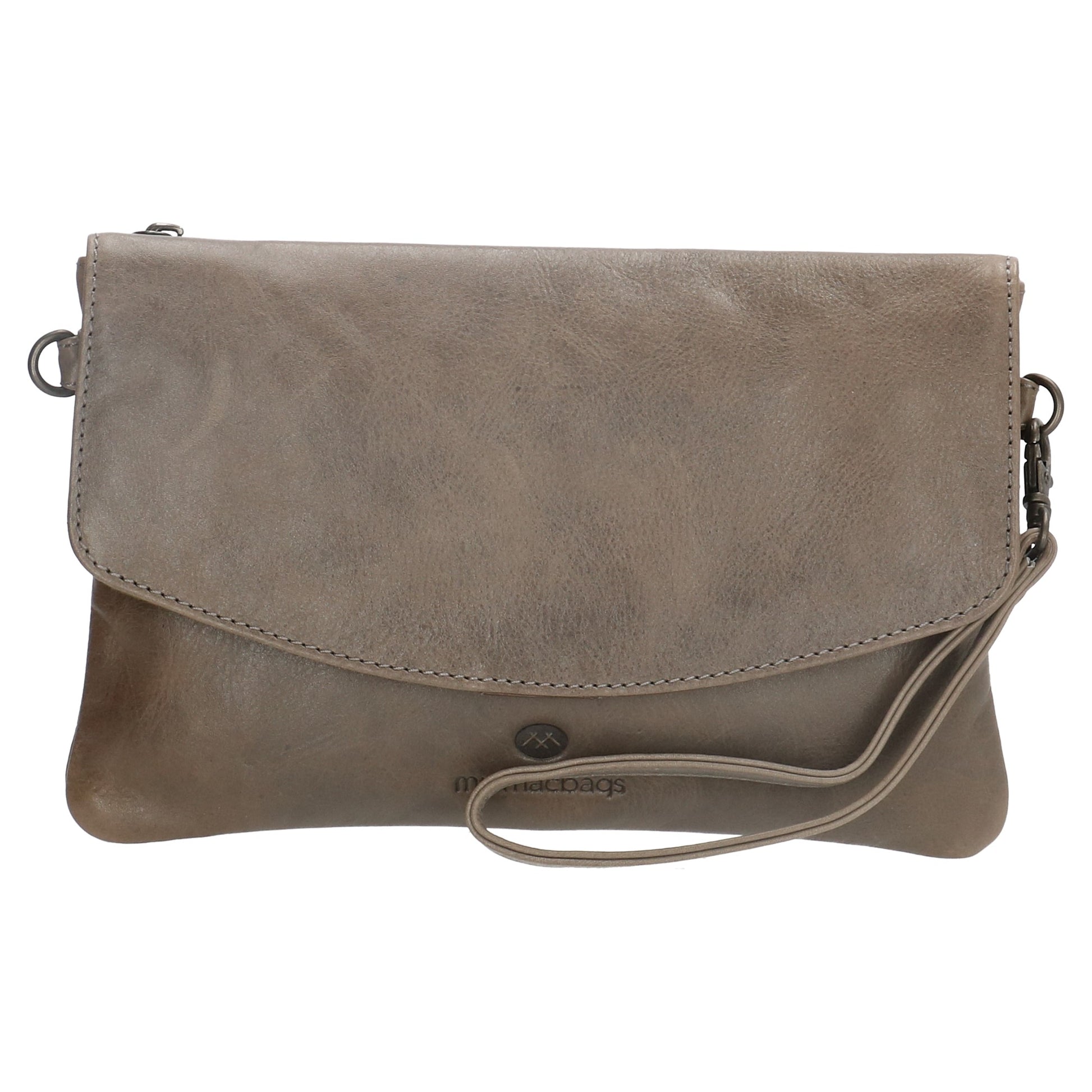 Clutch in Grau 26x17 cm aus Leder mit Überschlag - leder-accessoires.com