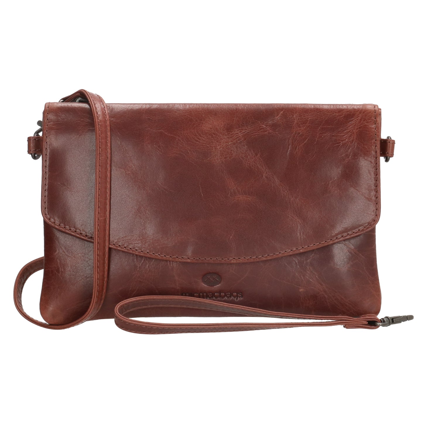 Clutch in Cognac 26x17 cm aus Leder mit Überschlag