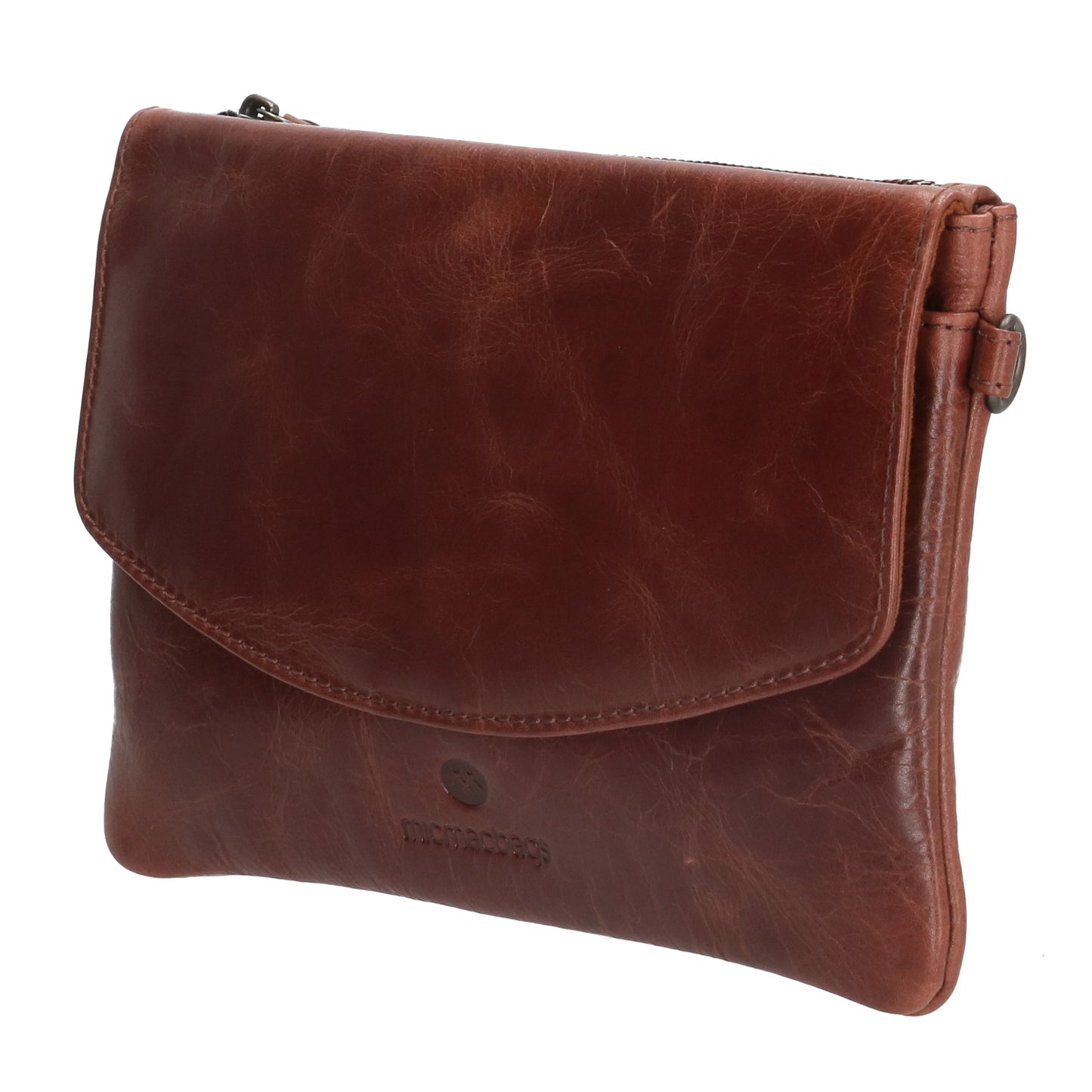 Clutch in Cognac 26x17 cm aus Leder mit Überschlag