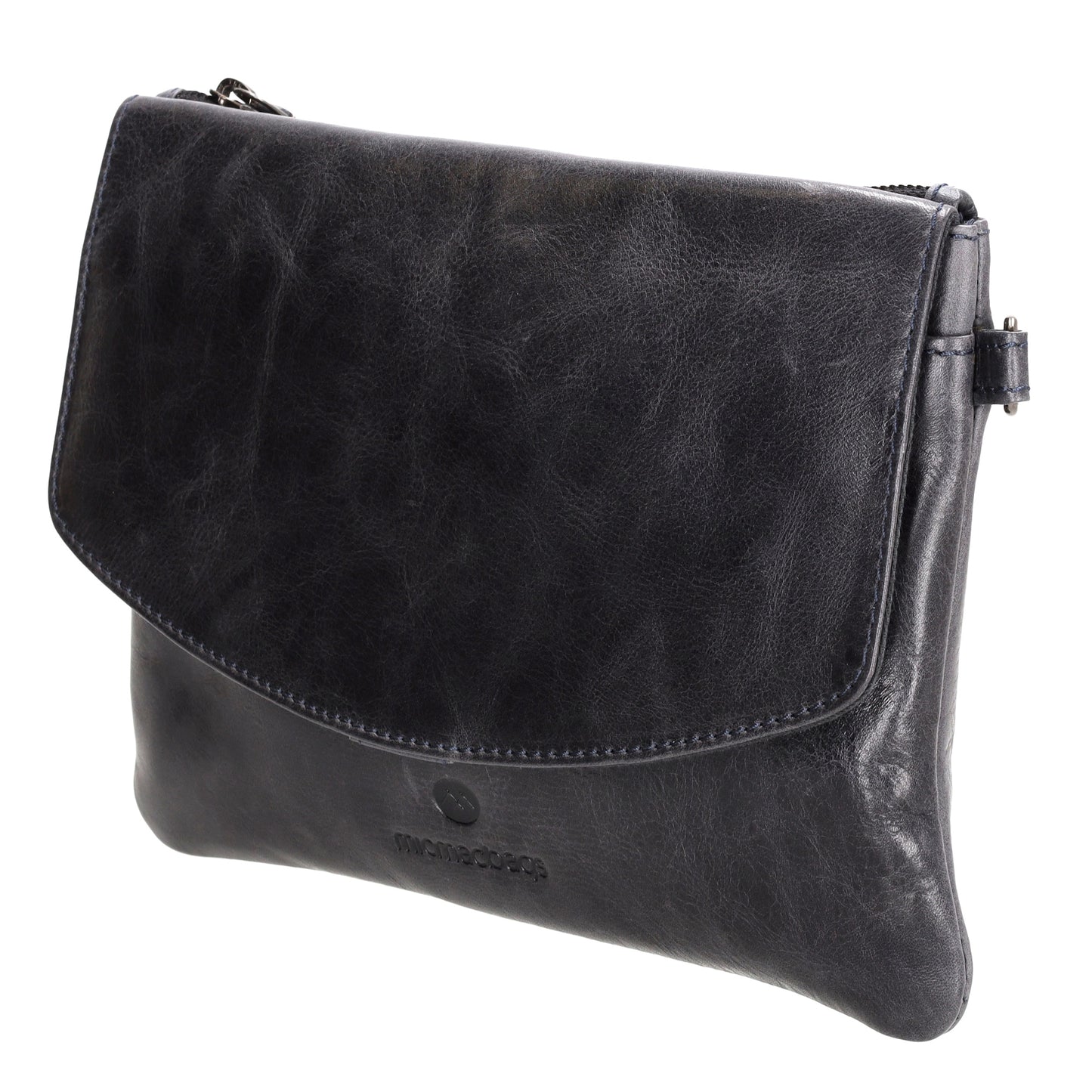 Clutch in Dunkelblau 26x17 cm aus Leder mit Überschlag