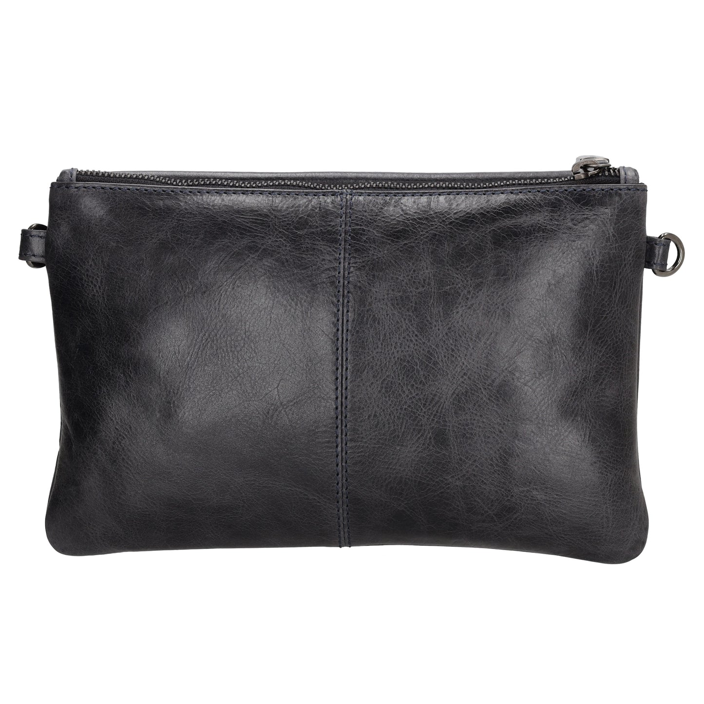 Clutch in Dunkelblau 26x17 cm aus Leder mit Überschlag