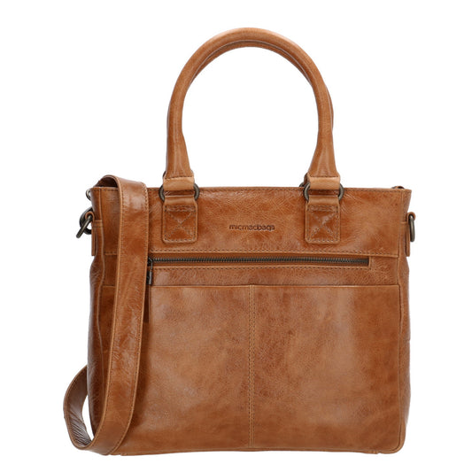 Businesstasche| Shopper 33,5 x 28cm in Cognac mit Reißverschluss