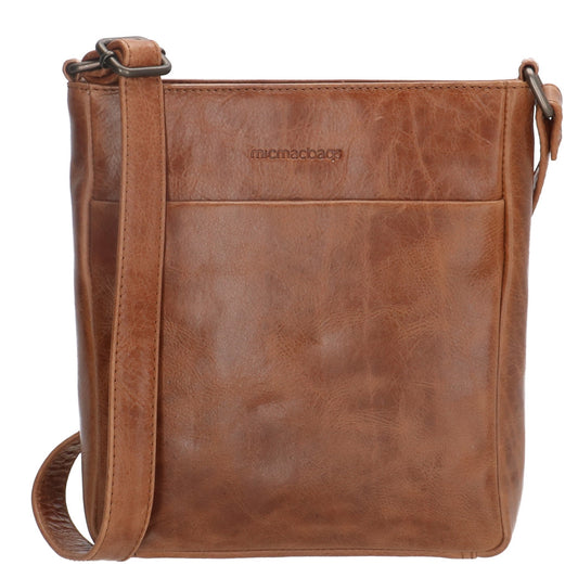 Schultertasche 23 x 24cm in Braun aus Leder mit Reißverschluss - leder-accessoires.com