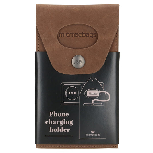 Handyhalter als Ladestation 10,5x16cm aus Leder in Cognac