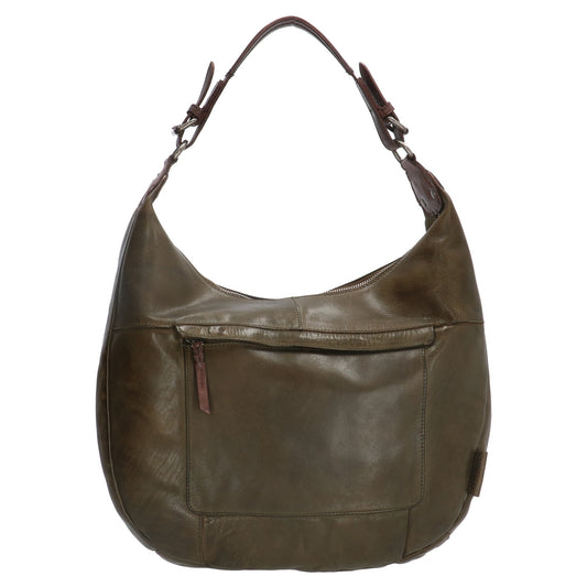 Beuteltasche 40 x 31cm in Oliv|Grün mit Reißverschluss - leder-accessoires.com