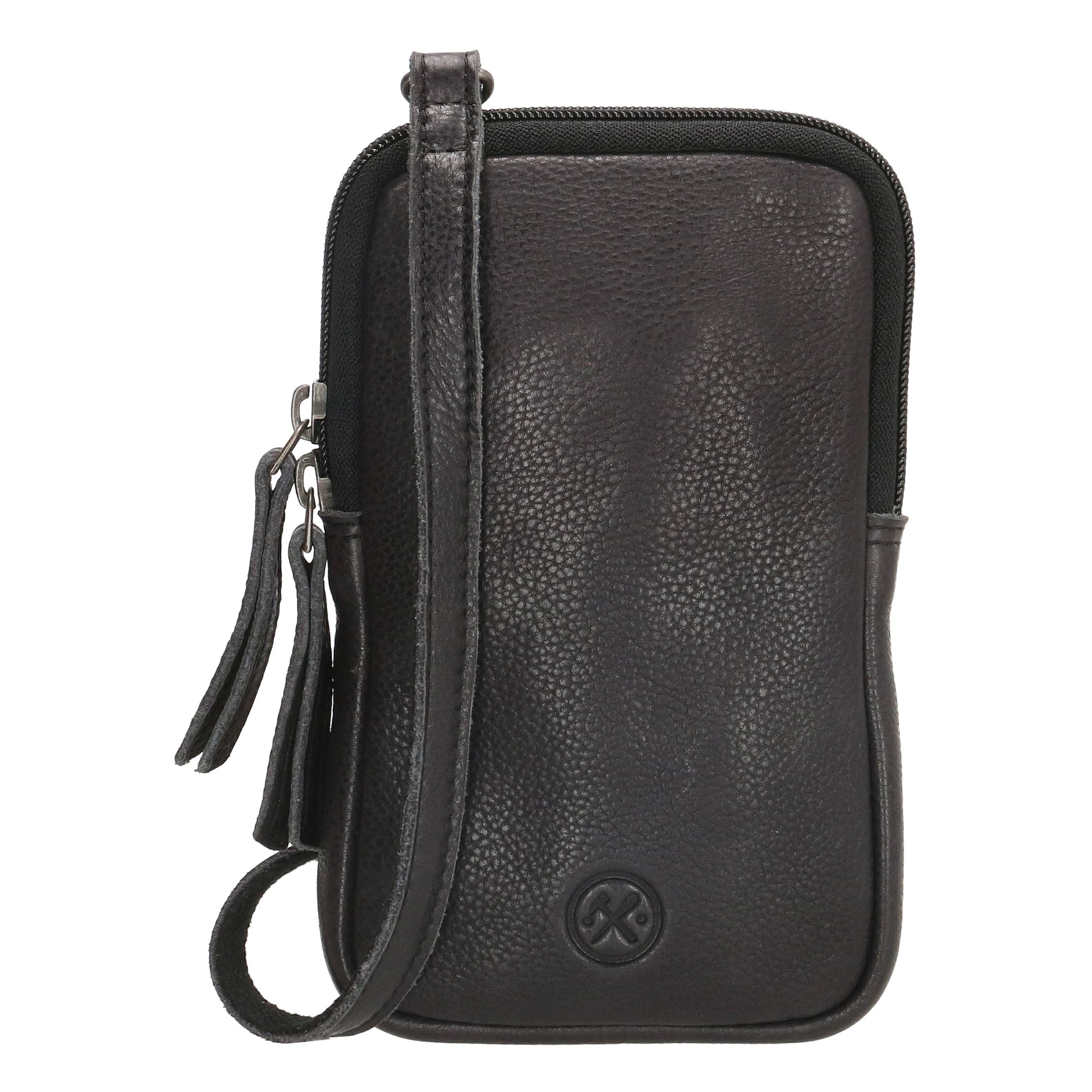 Handytasche | Minibag 10x18cm in Schwart mit Reißverschluss - leder-accessoires.com