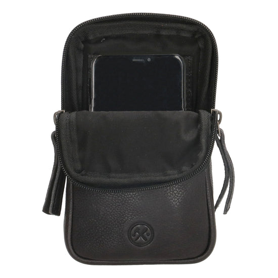 Handytasche | Minibag 10x18cm in Schwart mit Reißverschluss - leder-accessoires.com