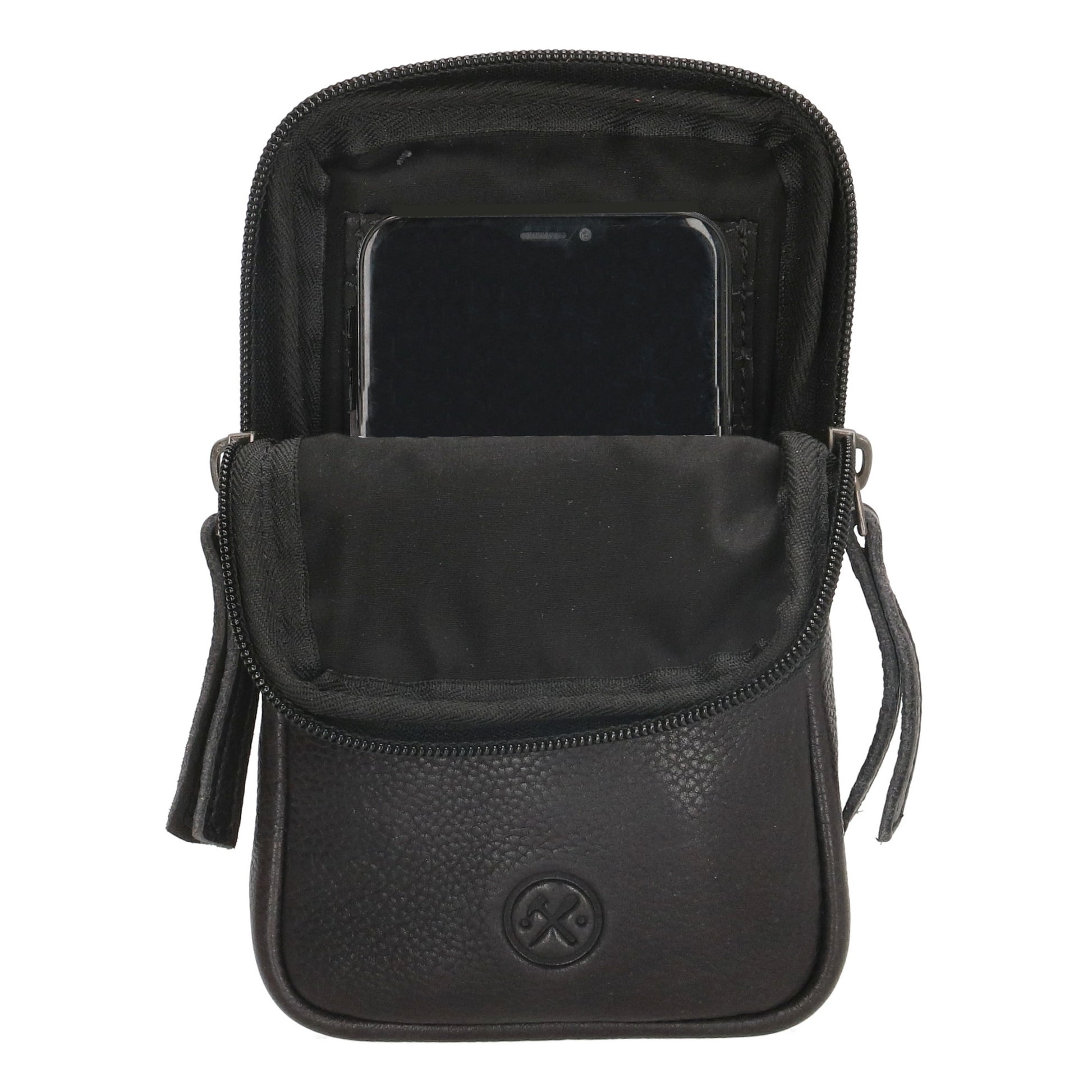 Handytasche | Minibag 10x18cm in Schwart mit Reißverschluss - leder-accessoires.com