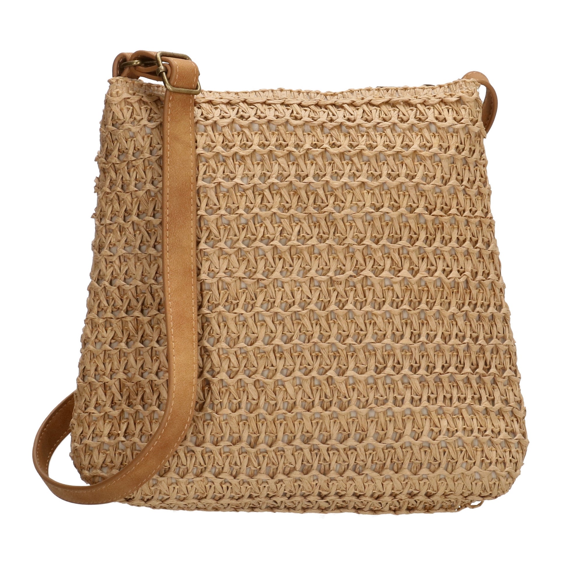 Basttasche 20 x 21cm in Taupe|Natur mit Reißverschluss - leder-accessoires.com