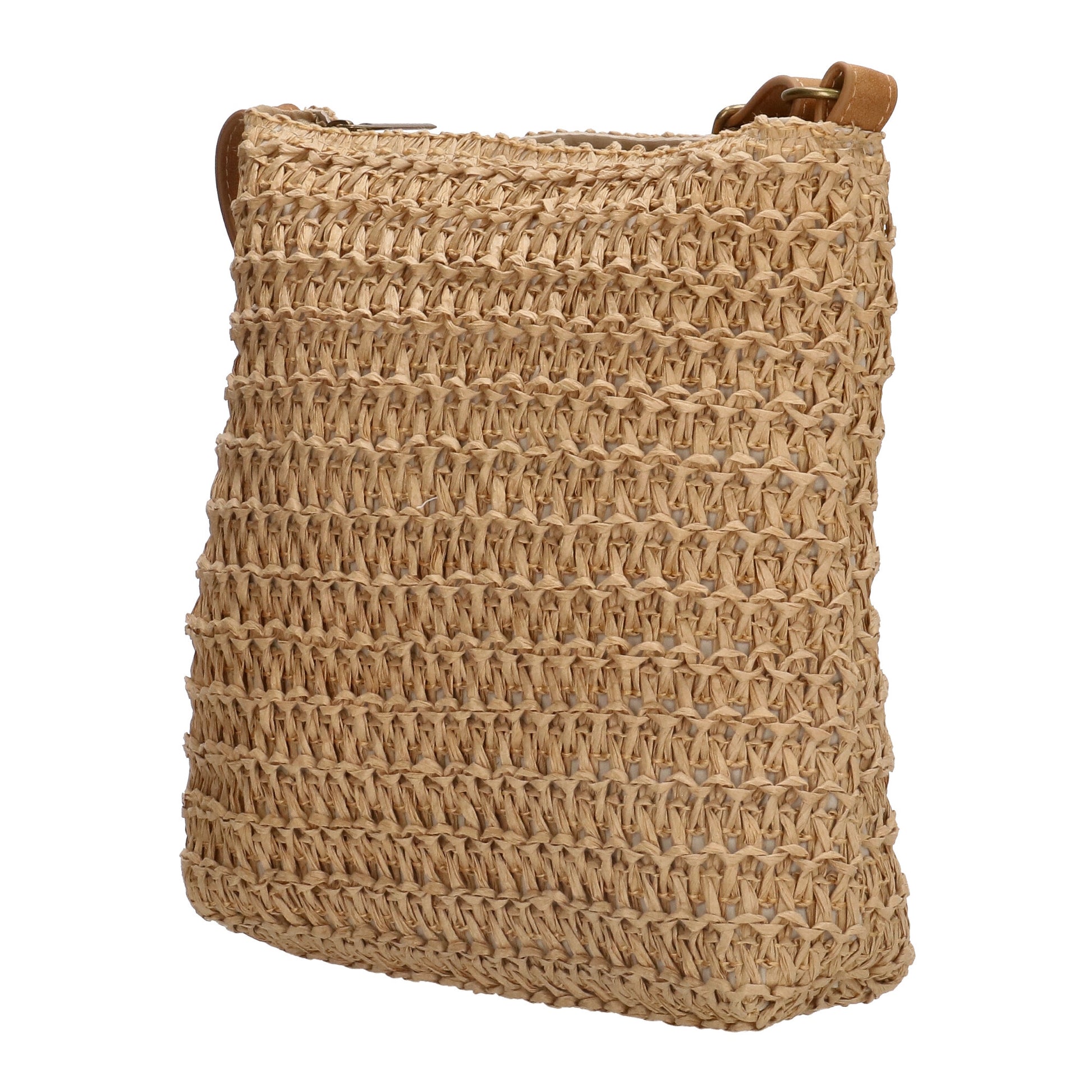 Basttasche 20 x 21cm in Taupe|Natur mit Reißverschluss - leder-accessoires.com