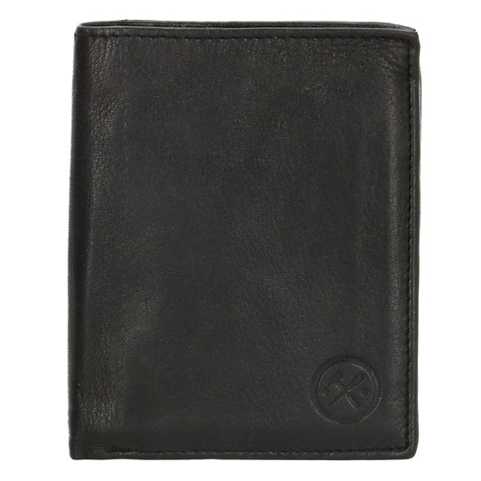 Geldbörse Hochformat 11,5 x 9,5cm mit Riegel in Schwarz aus Leder