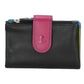 Lederbörse 12,5x8cm in Schwarz|Pink mit Riegel und RFID-Schutz