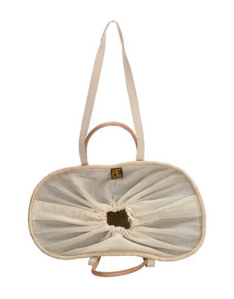 Basttasche 37 x 35 x 23cm in Beige mit Kordelverschluss