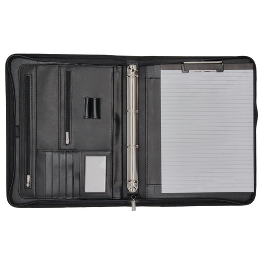 Dokumentenmappe|Organizer 27 x 35cm in Schwarz mit Metallklammer - leder-accessoires.com