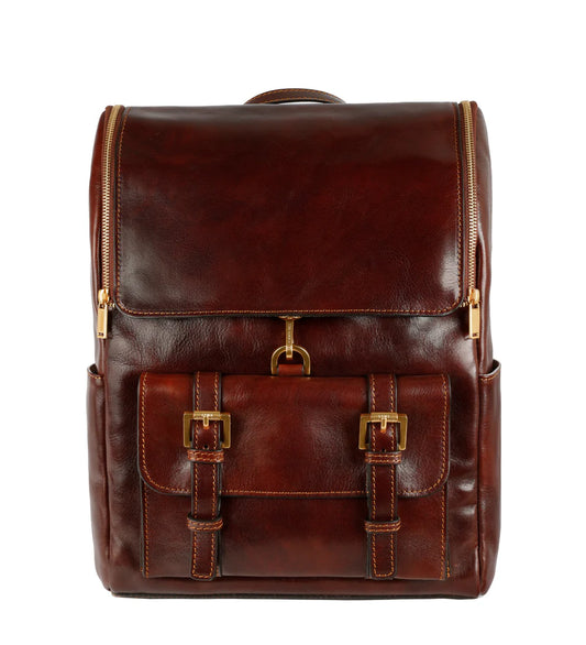 Rucksack| Businessrucksack 29 x 40cm in Braun aus Leder mit Vortasche - leder-accessoires.com