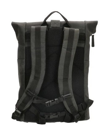 Rolltop Rucksack aus Leder in Schwarz mit Steckschloss