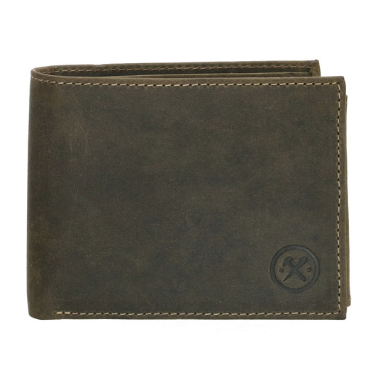 Geldbörse Querformat 12 x 9,5cm in Olivgrün mit Riegel - leder-accessoires.com