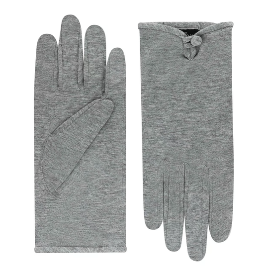 Baumwollhandschuhe Damen mit Knopf in Hellgrau von Röckl - leder-accessoires.com
