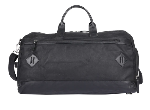 Reisetasche|Rucksack in Schwarz aus Leder und Canvas - leder-accessoires.com
