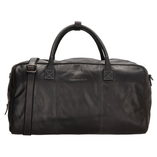 Reisetasche 54 x 32 in Schwarz aus Leder mit Reißverschluss