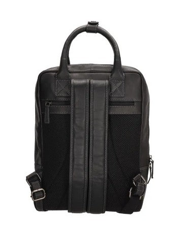 Rucksack aus Leder in Schwarz mit Reißverschluss Henkel