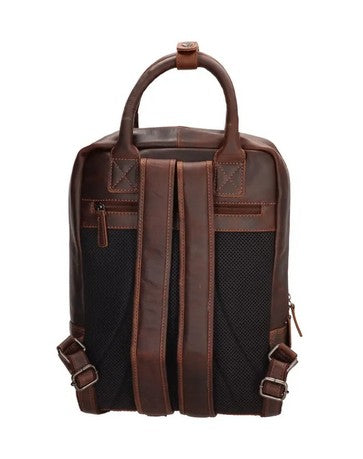 Rucksack aus Leder in Braun mit Reißverschluss Henkel