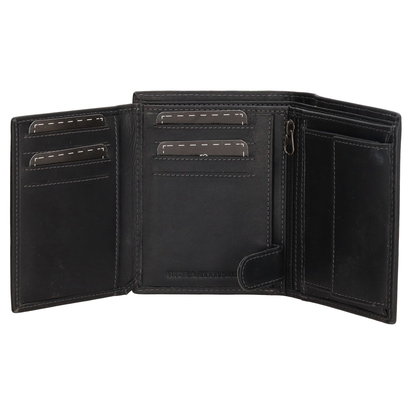 Geldbörse Hochformat 12 x 9cm mit Riegel in Schwarz aus Leder