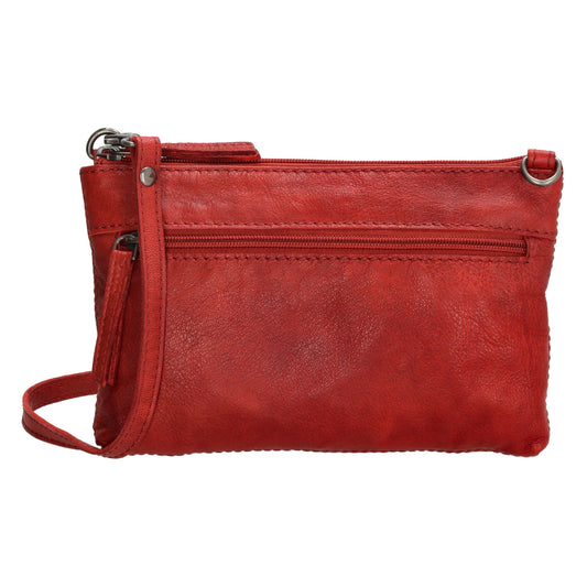 Umhängetasche 21 x 13cm in Rot aus Leder mit Reißverschluss - leder-accessoires.com