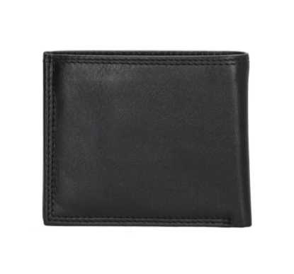 Geldbörse Querformat 10,5 x 9cm in Schwarz aus Leder