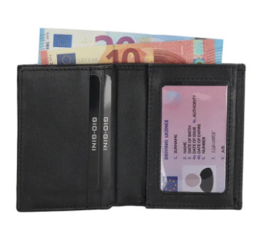 Geldbörse Hochformat 10,5 x 8cm in Schwarz aus Leder