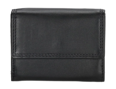 Geldbörse Querformat 9,5 x 8cm in Schwarz aus Leder