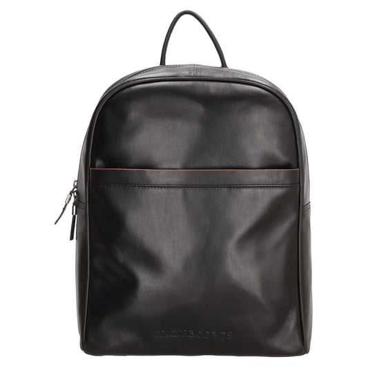 Lederrucksack 29x41cm in Schwarz mit Reißverschluss und Vortasche - leder-accessoires.com